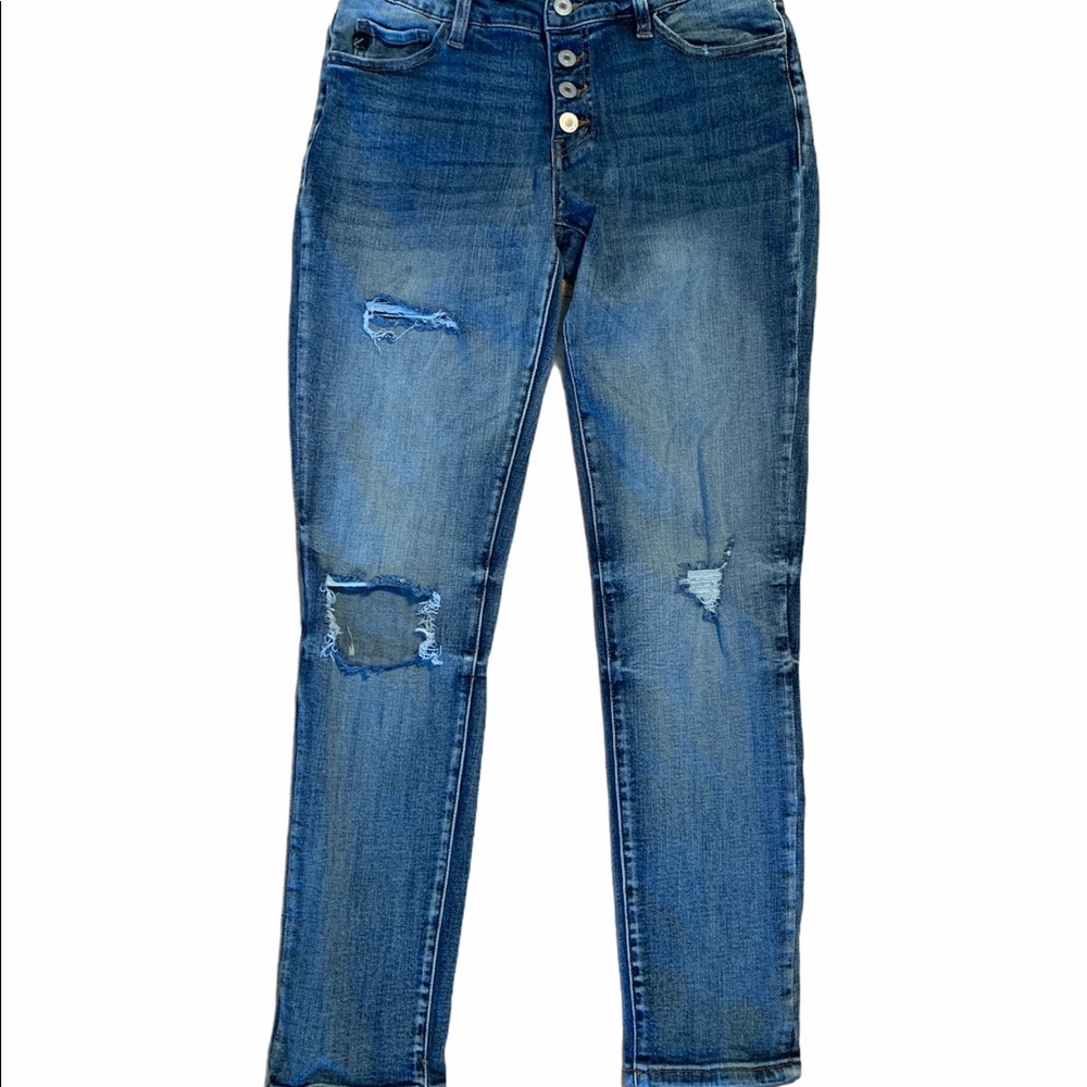 Kancan Distressed Button Fly Skinny Jeans 27